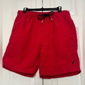 Nautica Men's Vibrant Red Swim Trunks